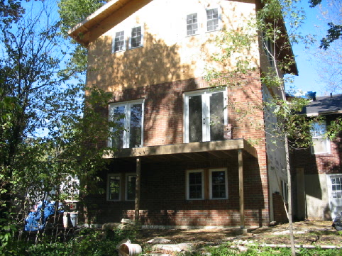 South Elevation showing start of balcony and incomplete brick work on east wall